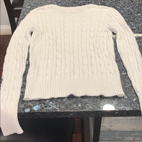 2/$20 Studio Works White Cableknit Sweater Size Medium - Picture 3 of 3